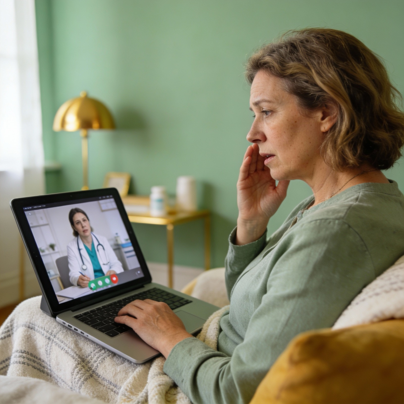 Telehealth sick visit on a tablet